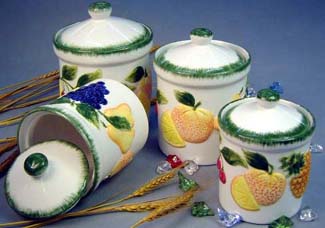 Fine kitchen accessory gift wholesale - fruit decor ceramic pot with lid 